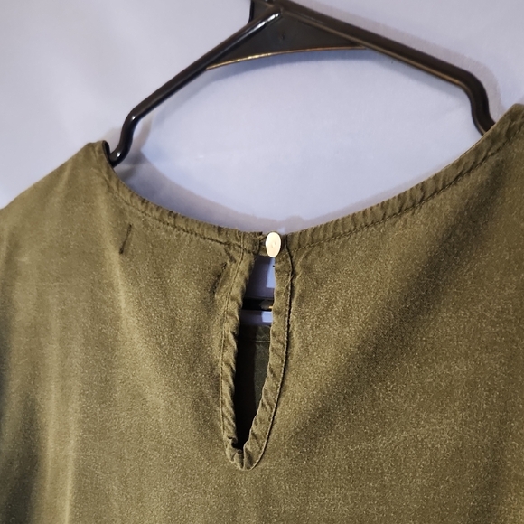 Serene Bohemian Olive Green Flutter Sleeve Blouse - Picture 8 of 10